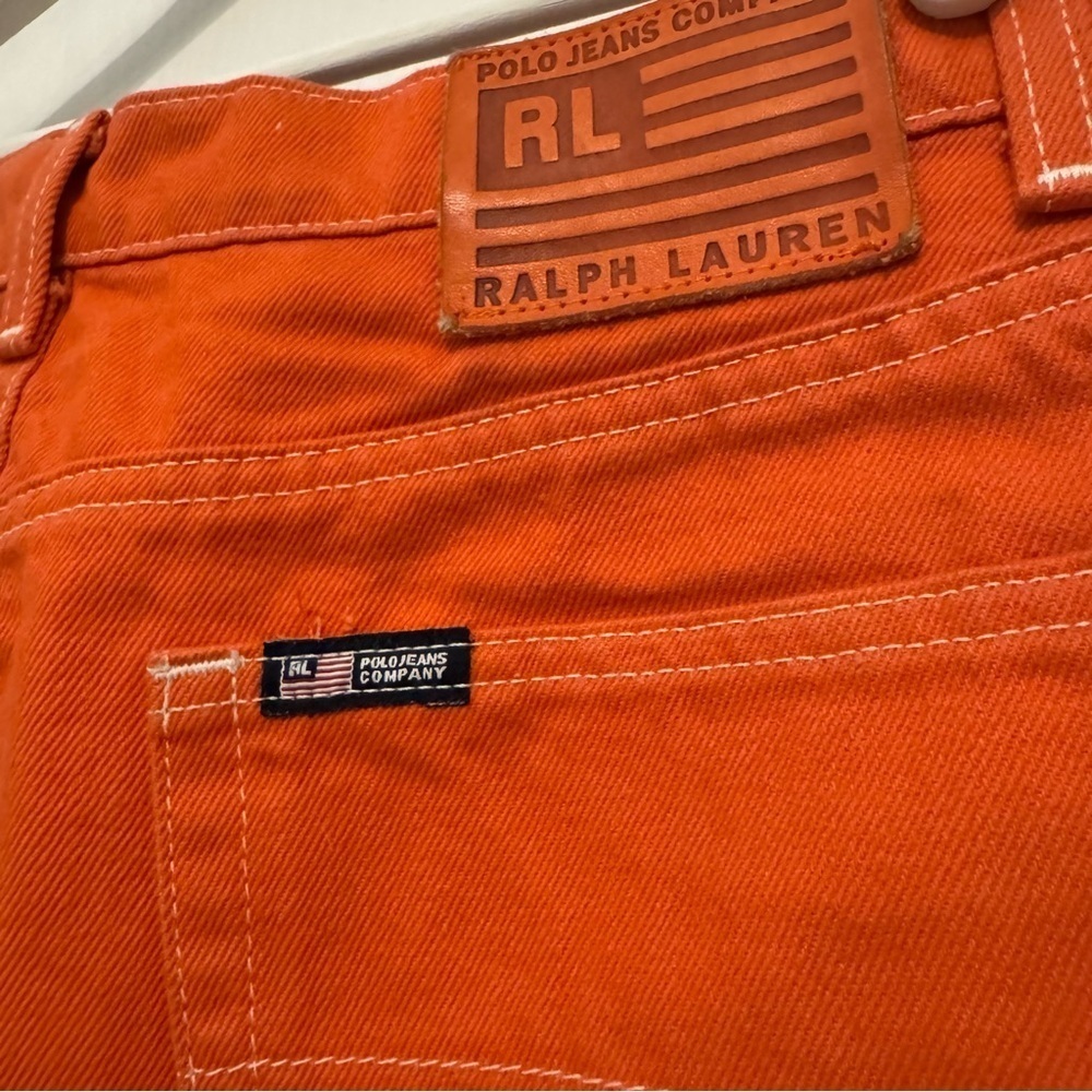 Ralph Lauren Polo Jeans Company womens denim mini skirt 8 orange vintage 90s Y2K - Picture 6 of 12